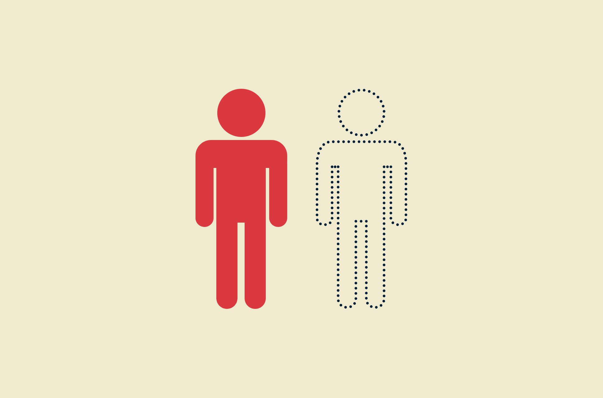Two figures, one that's an outline.