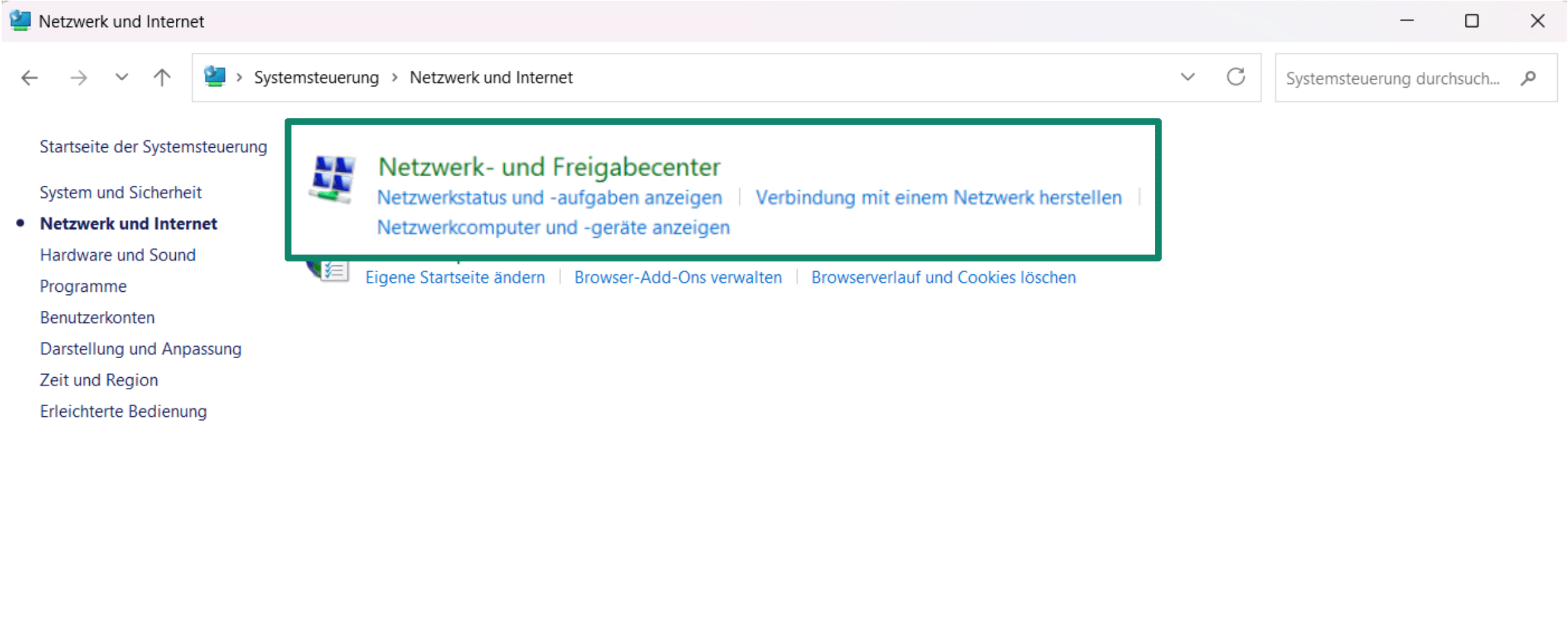 Click the Network and Sharing Centre to uncover options around changing your DNS settings on Windows.
