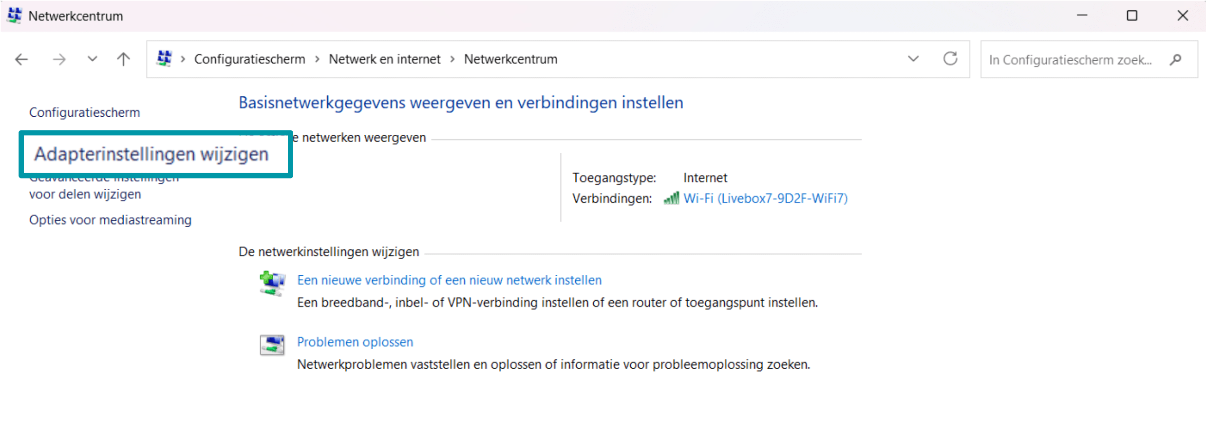 Click Change Adapter Settings Nl