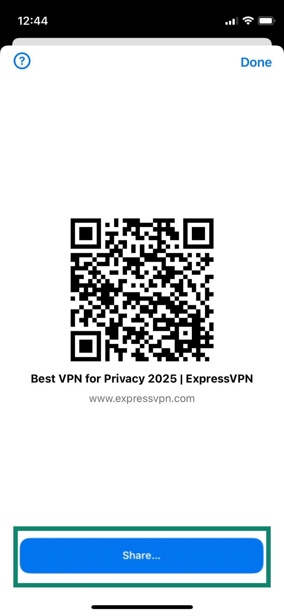 A QR code created on an iPhone using the Google Chrome QR code generator option.