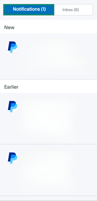 PayPal notification tab.