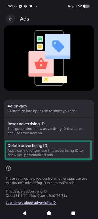 Delete your advertising ID.