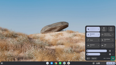 The settings gear in the quick menu on Chromebook highlighted.