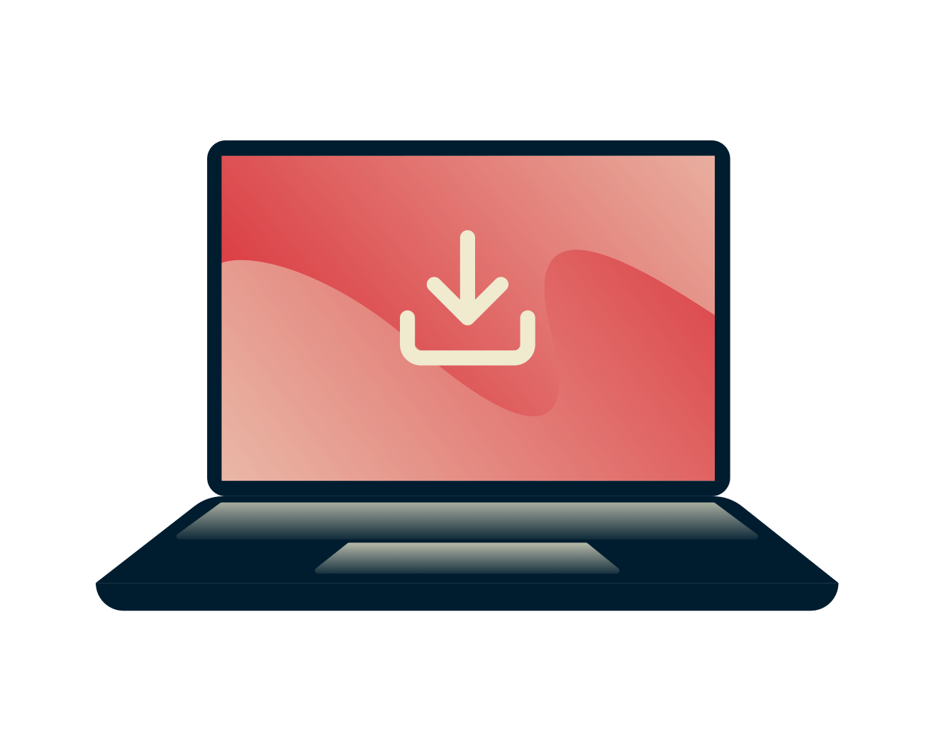 Download anonymt. Bærbar computer med download-ikon.