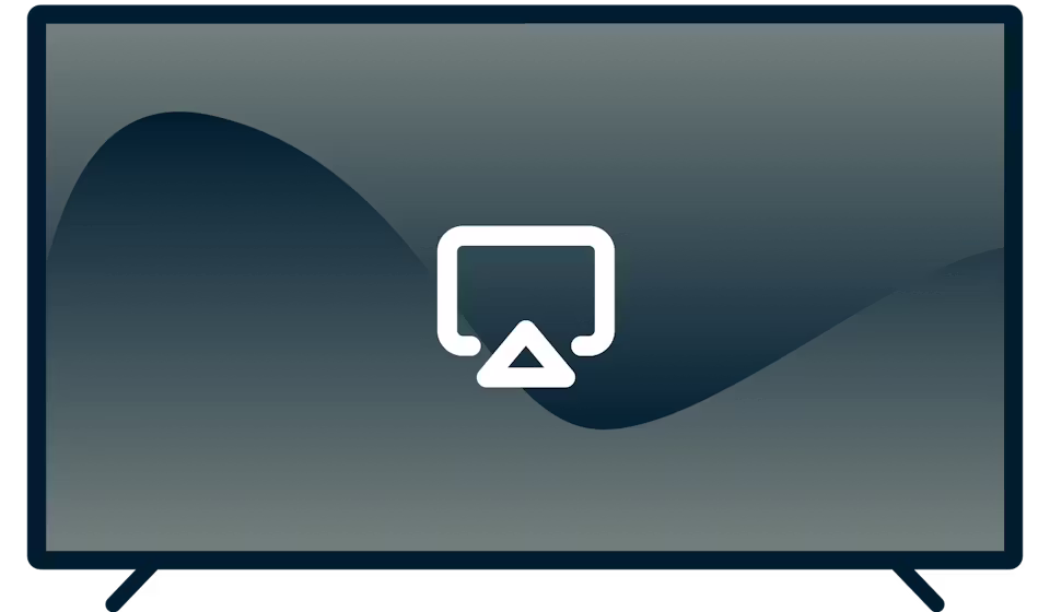 Logo AirPlay na telewizorze.