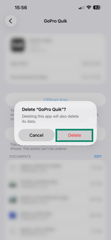 Dialog box that appearing when deleting an iOS app.