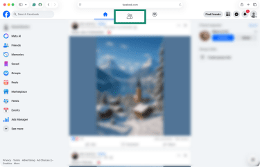 Friends tab on the Facebook main page on desktop.