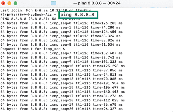 How to ping an IP address on macOS via Terminal.