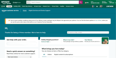 Open the Amazon customer service page and log in.