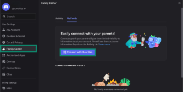 Discord's Connect with Guardian button.