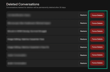 Image showing how to force delete conversations