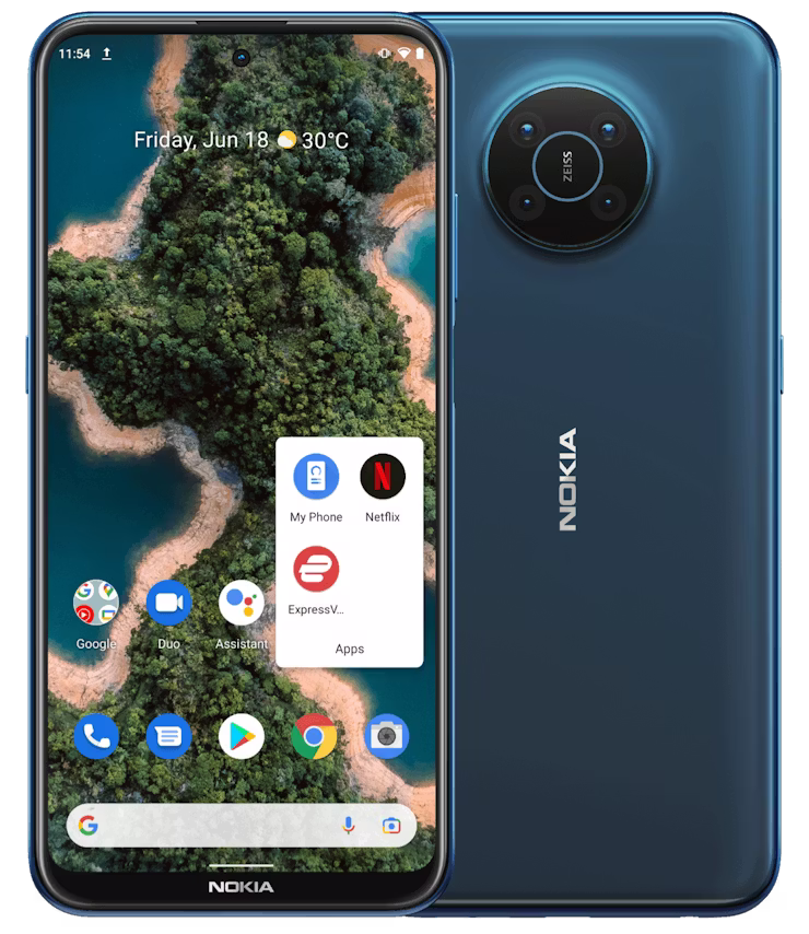 ExpressVPN app te zien op Nokia XR20 smartphone thuisscherm.