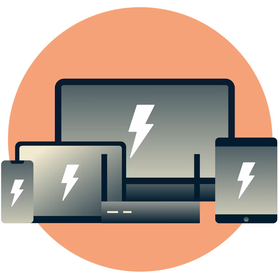 スピードを示す稲妻のついたデバイス。