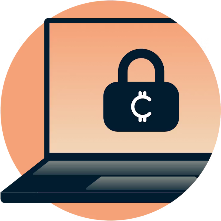 ノートパソコン上の仮想通貨の南京錠。