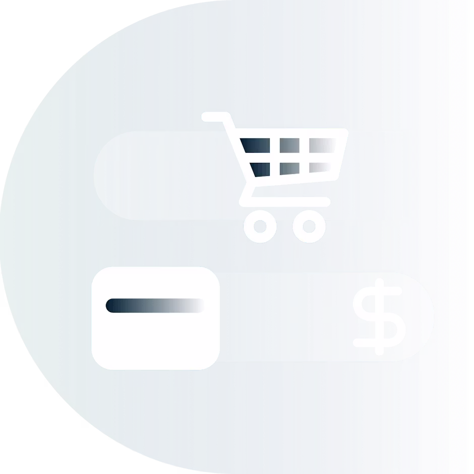 Ostoskärryjä, luottokorttia ja valuuttaa kuvaavat symbolit.