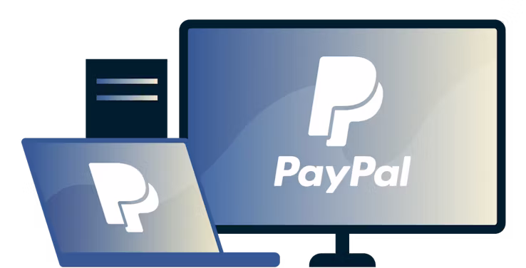 Un desktop e un laptop con il logo PayPal.