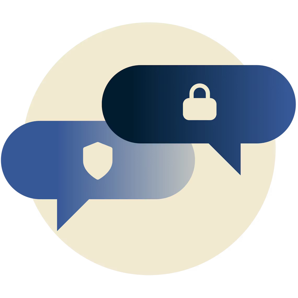 Chat bellen met een hangslot en schild.