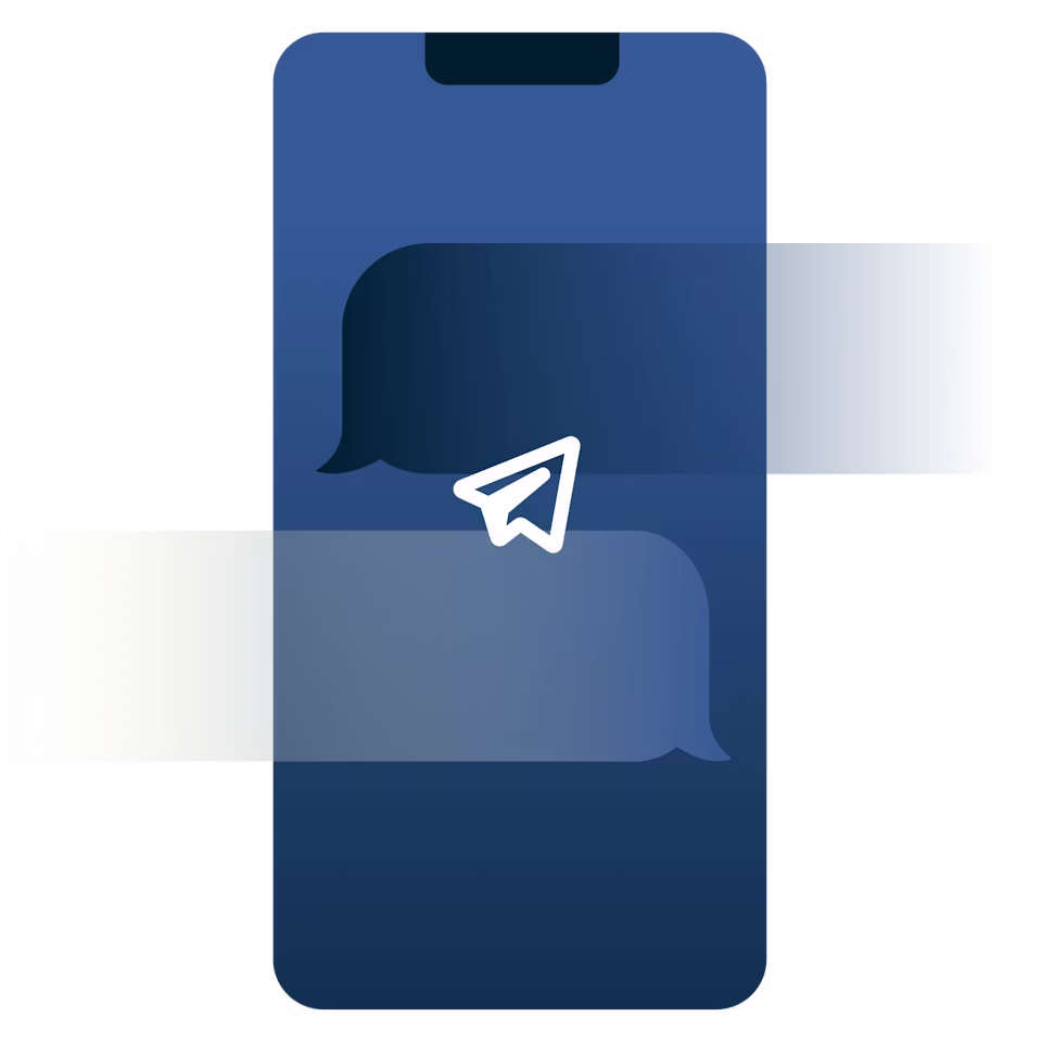 Een messaging app met een toets op een telefoonscherm.