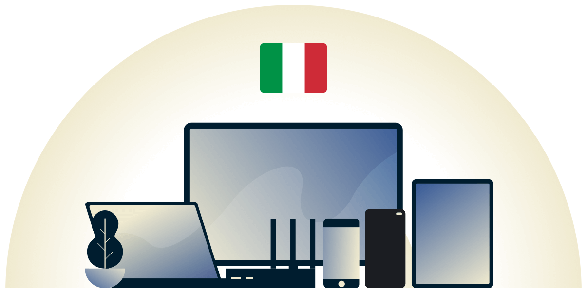 VPN italien protégeant une variété de dispositifs.