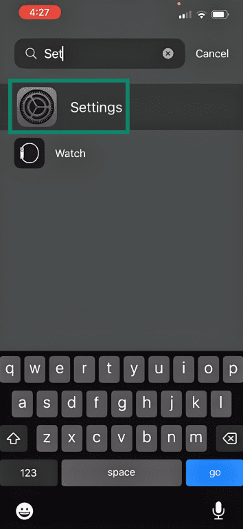 How to find settings menu on iPhone with the Settings menu highlighted.