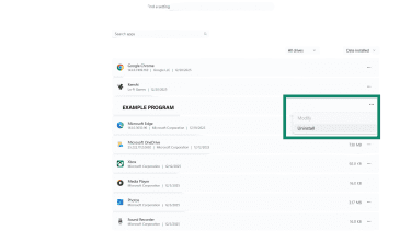 Uninstall option in app settings on Windows 11.