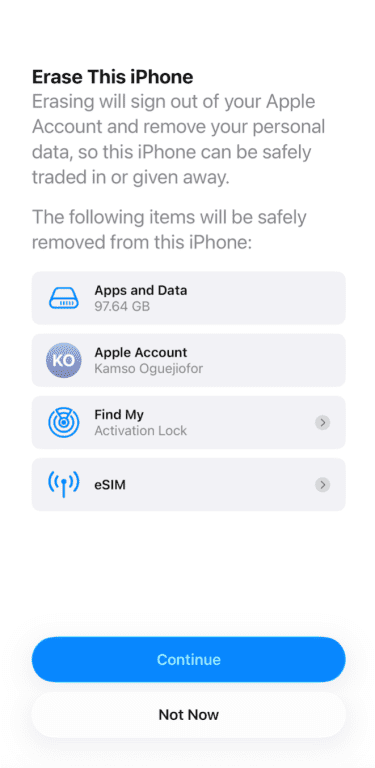 iPhone Erase This iPhone page.