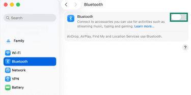 Bluetooth settings in macOS.