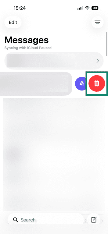 How to find the option to delete a phishing text in iMessage on an iPhone.