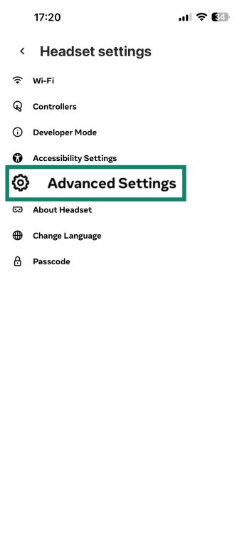 Find the Advanced Settings menu.