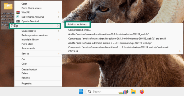 Creating an archive with 7-Zip.