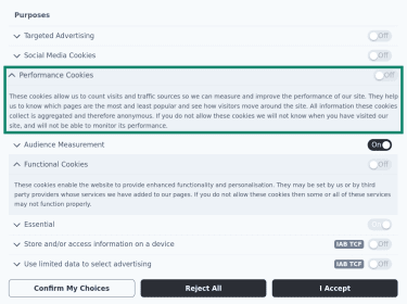 Essential and non-essential cookies options.