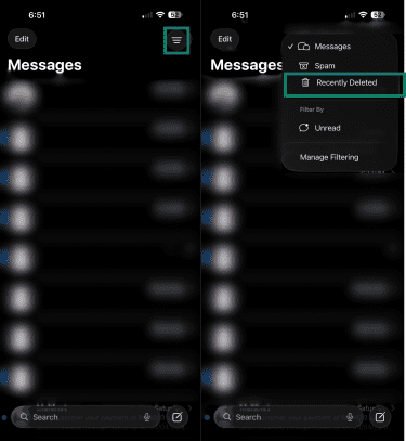 Recently Deleted folder on an iPhone.