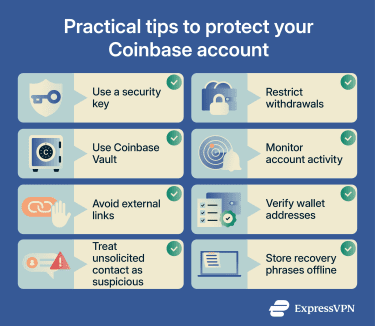 A list of ways to help a user protect their Cinbase account.