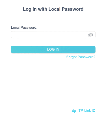 TP Link router's gateway login page.