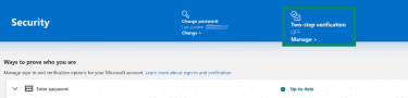 Setting up 2FA for a Microsoft account.